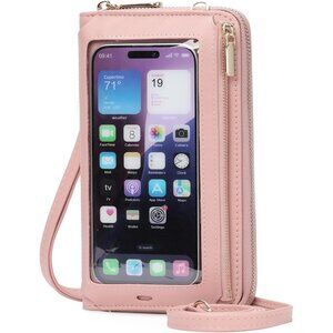 Women Pink Phone Purse Crossbody Bags for Small Travel Wallet Touch Screen